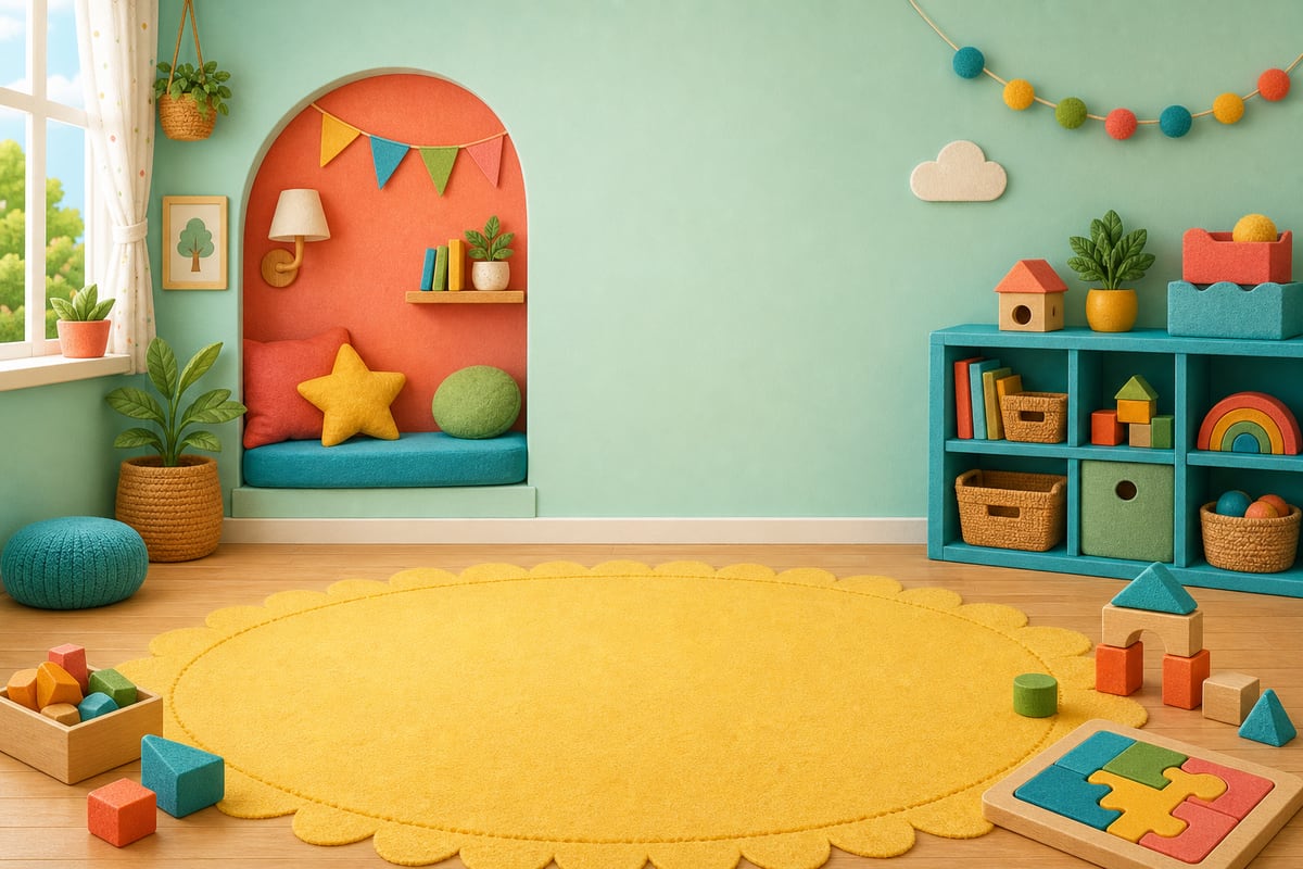 A cozy, colorful playroom from Buddly